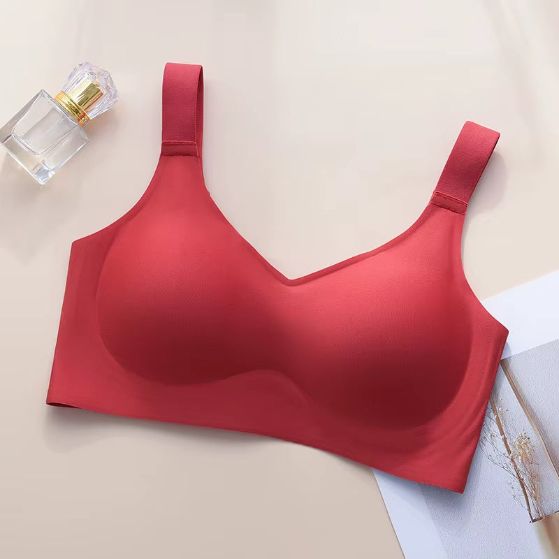 Jelly Support Seamless Bra for Big Breasts, Slim Fit, Push-Up Anti-Sagging, Wire-Free Underwear, Sports Bra, Breathable