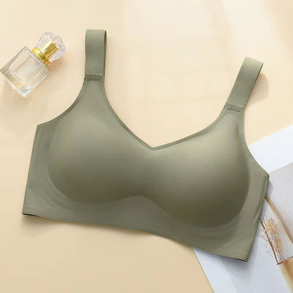 Jelly Support Seamless Bra for Big Breasts, Slim Fit, Push-Up Anti-Sagging, Wire-Free Underwear, Sports Bra, Breathable