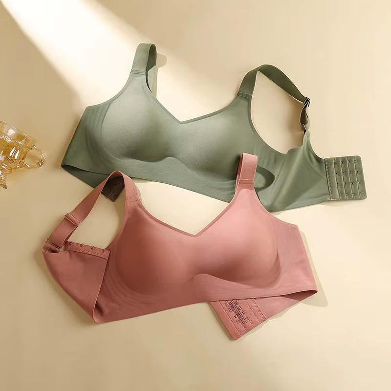 Jelly Support Seamless Bra for Big Breasts, Slim Fit, Push-Up Anti-Sagging, Wire-Free Underwear, Sports Bra, Breathable